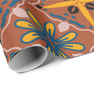 Papel De Regalo Patrón geométrico sin fisuras con motivos florales