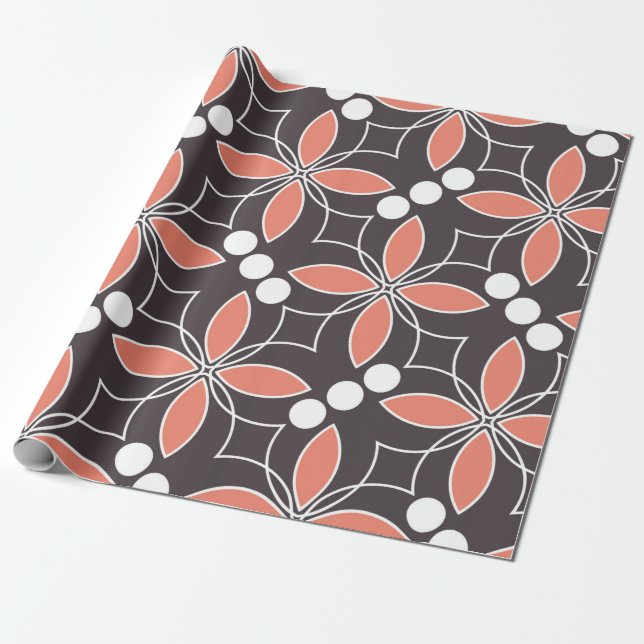 Papel De Regalo Patrón geométrico sin foco con flores. arte.  (Desenrollado)
