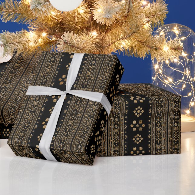 Papel De Regalo Patrón geométrico | Tapiz dorado (Vacaciones)