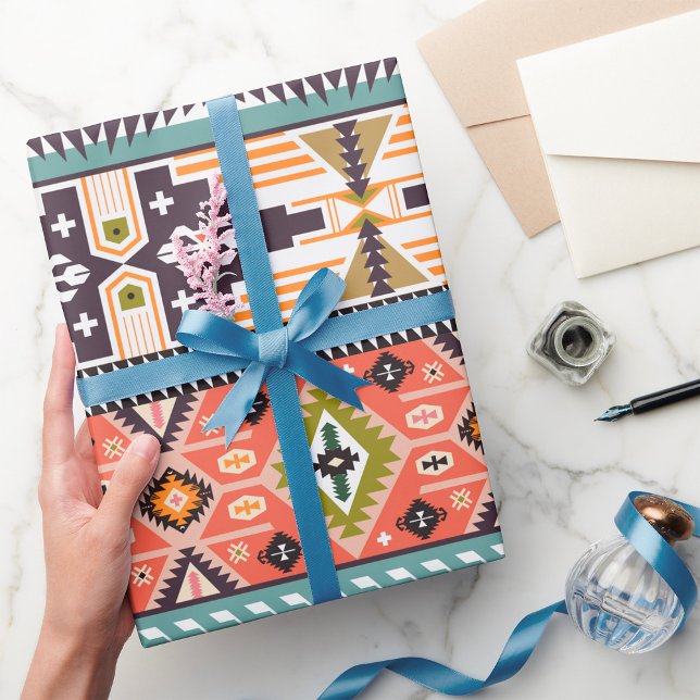 Papel De Regalo Patrón geométrico tribal Boho Southwestern Aztec (Subido por el creador)