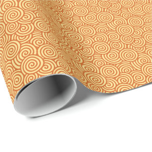 Papel De Regalo Patrón giratorio japonés - mandarina y naranja lig
