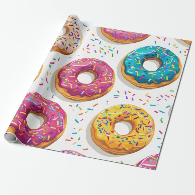 Papel De Regalo Patrón Girly Donut (Desenrollado)