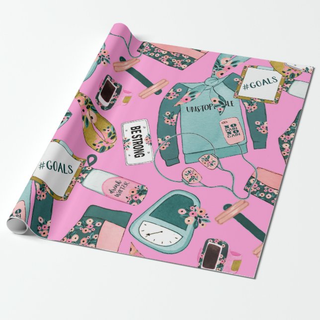 Papel De Regalo Patrón Girly Fitness (Desenrollado)
