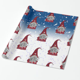 Papel De Regalo Patrón Gnomes Rojos