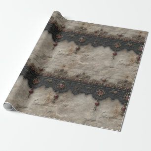 Papel De Regalo Patrón Gótico de Encaje Rubí Victoriano (1)