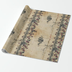 Papel De Regalo Patrón Gótico de Encaje Rubí Victoriano (2)