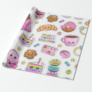 Papel De Regalo Patrón gracioso unicornio mágico arco iris