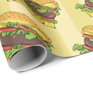 Papel De Regalo Patrón gráfico de alimentos de Queso Retro