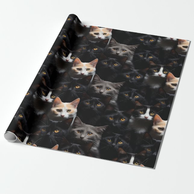 Papel De Regalo Patrón gráfico de gato lindo (Desenrollado)