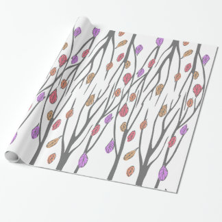 Papel De Regalo Patrón gráfico de hojas de otoño y árboles