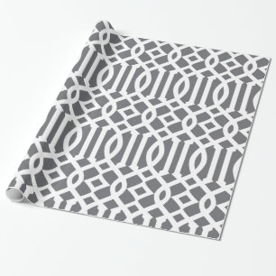 Papel De Regalo Patrón gris oscuro y enrejado blanco