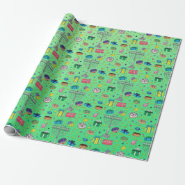 Papel De Regalo Patrón Hanukkah verde