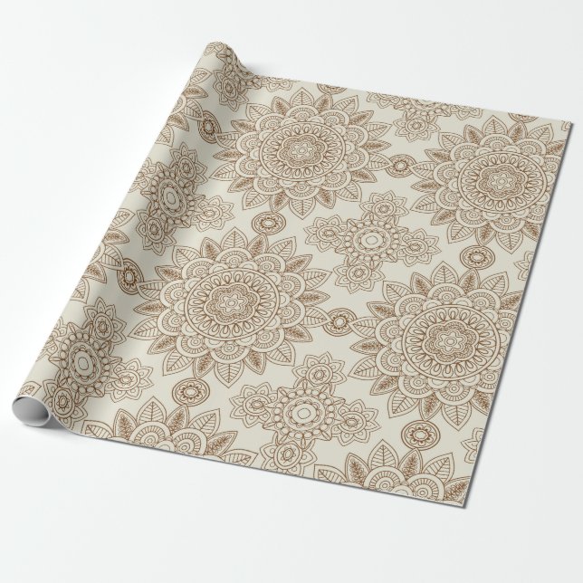 Papel De Regalo Patrón Henna (Desenrollado)