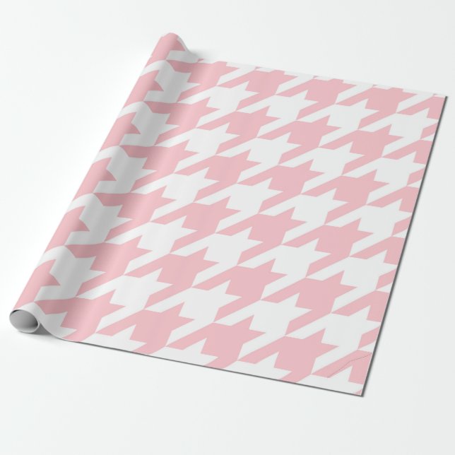 Papel De Regalo Patrón Houndstap rosa (Desenrollado)