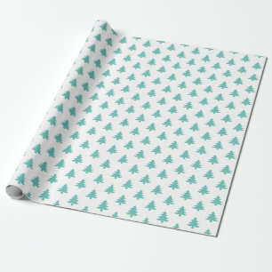 Papel De Regalo Patrón icónico de árbol de Navidad Verde azulad