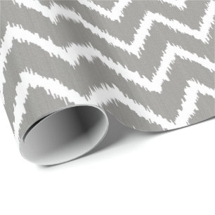 Papel De Regalo Patrón Ikat Chevron - gris plateado / gris y blanc