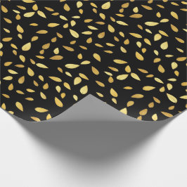 Papel De Regalo Patrón ilustrado de hojas modernas de oro y negro