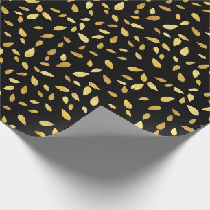 Papel De Regalo Patrón ilustrado de hojas modernas de oro y negro