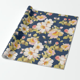 Papel De Regalo patrón impecable con flores en negrita. Elegancia