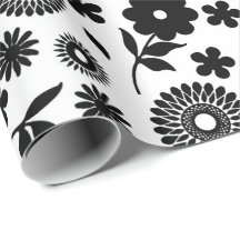 Patrón Inalámbrico De Flores Negra Y Blanca