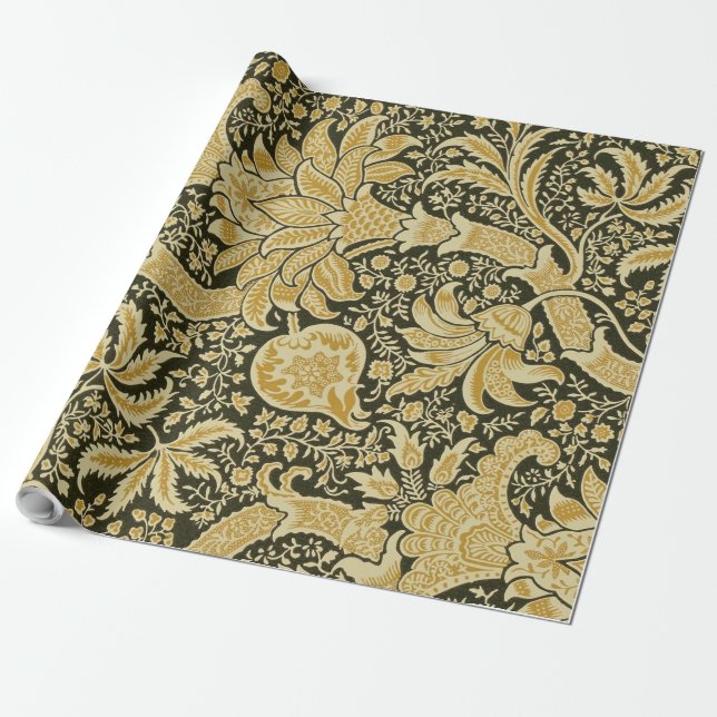 Papel De Regalo Patrón Indio Dorado, William Morris (Desenrollado)