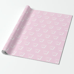 Papel De Regalo Patrón inicial de personalizado blanco rosa claro