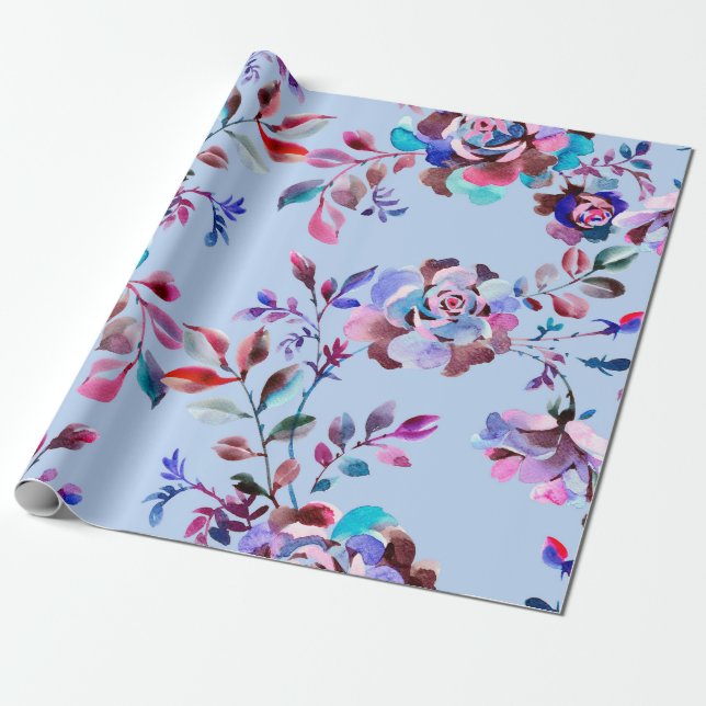 Papel De Regalo Patrón ininterrumpido de acuarela botánica. Dibujo (Desenrollado)