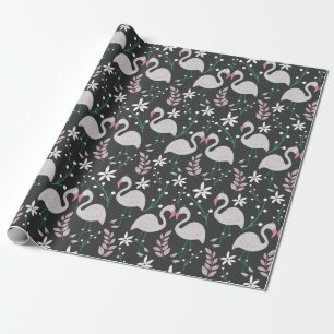Papel De Regalo Patrón ininterrumpido de flamenco blanco sobre fon