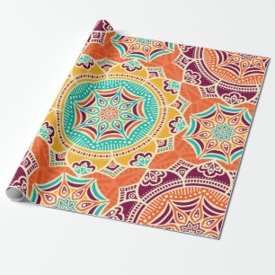Papel De Regalo Patrón ininterrumpido de floración étnica