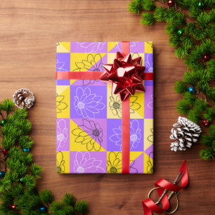 Papel De Regalo Patrón ininterrumpido de flores de verano morado y