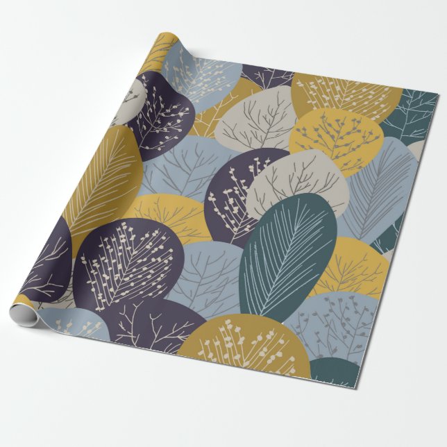 Papel De Regalo Patrón ininterrumpido de otoño, grupo de fondo vin (Desenrollado)