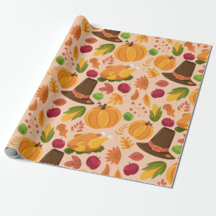 Papel De Regalo Patrón ininterrumpido de otoño, textura personaliz