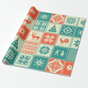 Papel De Regalo Patrón ininterrumpido de vintage navidad. Comercio