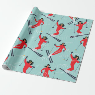 Papel De Regalo Patrón ininterrumpido del deporte invernal. Joven