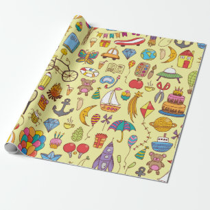 Papel De Regalo patrón ininterrumpido dibujado a mano con doodle k