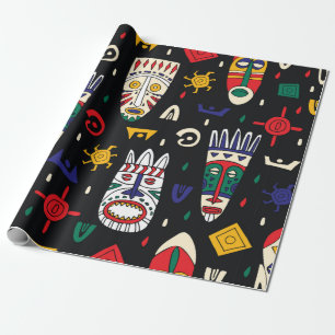Papel De Regalo Patrón inmaculado de máscaras tribales africanas