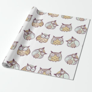 Papel De Regalo patrón inmaculado vintage con búhos lindos