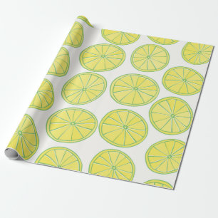 Papel De Regalo Patrón inoxidable con lonchas amarillas de limón