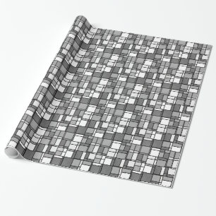 Papel De Regalo Patrón inspirado en varios mondrios blancos grises