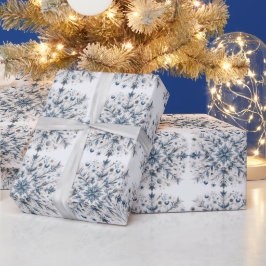Papel De Regalo Patrón invernal de copo de nieve retro