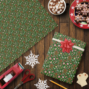 Papel De Regalo Patrón juguetón de caramelo de jengibre festivo ve