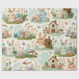 Papel De Regalo Patrón juguetón de conejo de Pascua