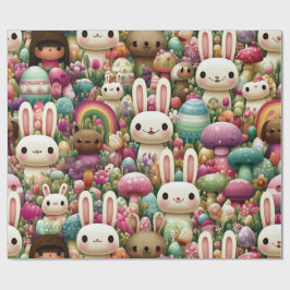 Papel De Regalo Patrón juguetón de conejo de Pascua