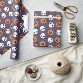 Papel De Regalo Patrón Kawaii de Halloween