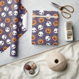 Papel De Regalo Patrón Kawaii de Halloween