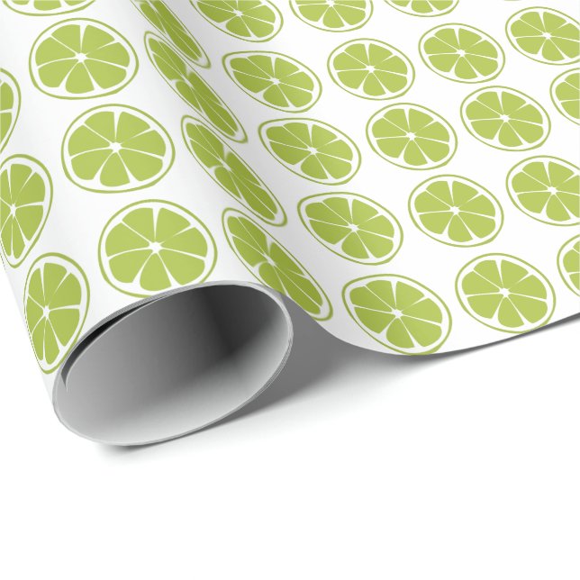 Papel De Regalo Patrón Lime Fruit Green Lime (Esquina del rollo)