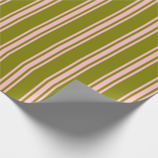 Papel De Regalo Patrón lineal/rayado de color verde y rosa