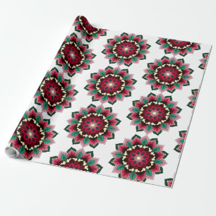 Papel De Regalo Patrón Mandala 02 en rosa profundo