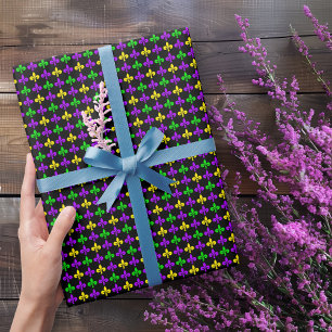Papel De Regalo Patrón Mardi Gras Fleur de Lis