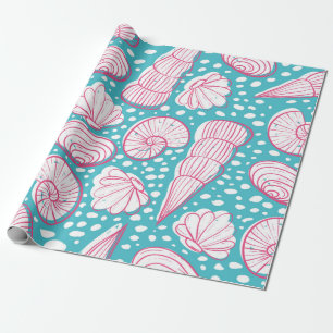 Papel De Regalo Patrón marino sin foco con diferentes conchas. Vin